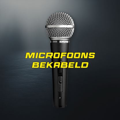 Diverse bedrade microfoons voor verhuur, inclusief zangmicrofoons en instrumentmicrofoons